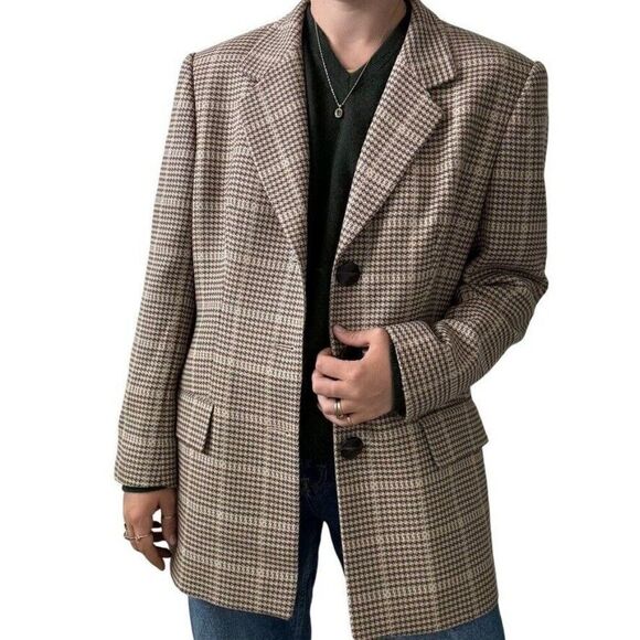Vintage Womens Escada Brown Wool Cashmere Preppy Academia Blazer Sz 44 - Picture 11 of 11